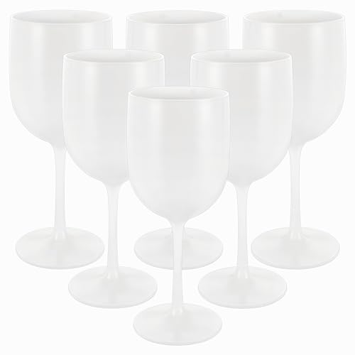 MUXHEL 6 Stück 500ml Kunststoff Weingläser, Mehrweg Weingläser Plastik, Cocktailgläser, Camping Kunststoffgläser, weiß von MUXHEL