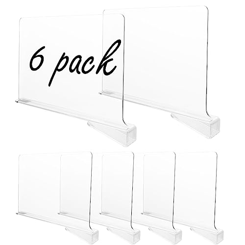 MUXHEL 6 Stück Acryl Regaltrenner für Kleiderschrank, Klare Regalteiler Regalsystem für Regale, Transparenter Schrank Kleider Organisator für Schlafzimmer Küche Büro Lagerung von MUXHEL