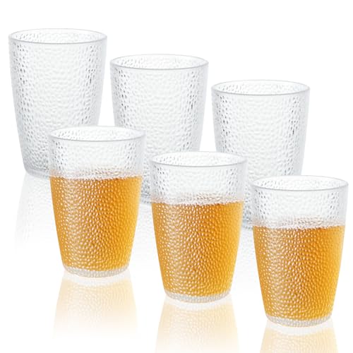 MUXHEL 6 Stück Unzerbrechlich Camping Gläser, 350ml Stapelbar Kunststoffgläser Wassergläser, Kunststoff Trinkgläser Tumbler Becher für Outdoor Picknick Camping Party von MUXHEL