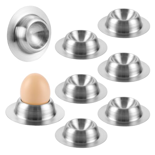 MUXHEL 8 Stück Eierbecher Edelstahl, 8.5 x 1.5cm eierbecher Set, Silber eierteller, Eierständer Eierhalter stapelbar Eier Becher Egg Cup von MUXHEL