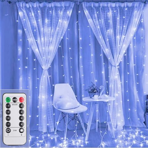 200LED Lichtervorhang Blau, 3mx2m Lichterkettenvorhang USB 8 Modi LED Lichterkette mit 12 Haken Fernbedienung Timer verstellbare Helligkeit für Weihnachten Party Innen und außen Deko 200LED Lichtervorhang Blau, 3mx2m Lichterkettenvorhang USB 8 Modi LED Lichterkette mit 12 Haken Fernbedienung Timer verstellbare Helligkeit für Weihnachten Party Innen und außen Deko von MUXIJIA