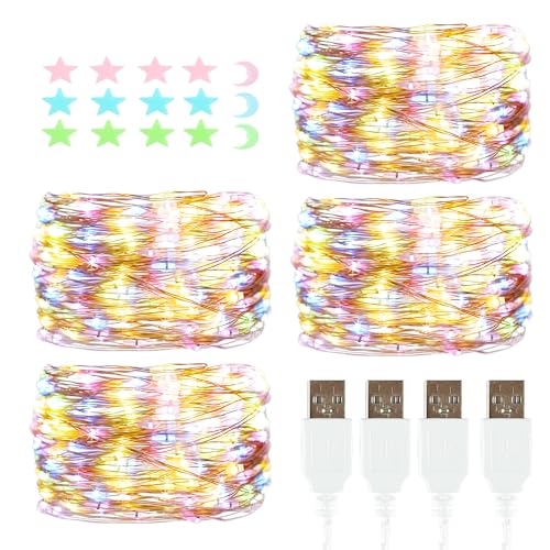 4 Stück LED Lichterkette, 40LED 4M / 13Ft USB lichterkette außen/innen Wasserdichte für Schlafzimmer, Hof, Hochzeit, Weihnachten, DIY etc (Vierfarbig) von MUXIJIA
