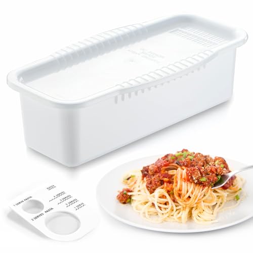 MUXIUNT Mikrowellen-Nudel-Spaghetti-Kochtopf mit Siebdeckel, Nudelkocher in der Mikrowelle mit Wasserstands- und Spaghetti-Portionsmessgerät, Schlafsaal, Büro, Wohnung, Küchenutensilien von MUXIUNT