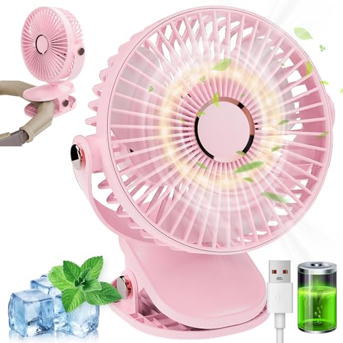 MUXIWOM Clip Ventilator Tischventilator USB Ventilator Klein, 5000mAh Akku Mini Ventilator, Kleiner Ventilator Leise, 5 Geschwindigkeiten 720°Drehung, USB-Ventilatoren für Zuhause Büro Camping(Rosa) MUXIWOM Clip Ventilator Tischventilator USB Ventilator Klein, 5000mAh Akku Mini Ventilator, Kleiner Ventilator Leise, 5 Geschwindigkeiten 720°Drehung, USB-Ventilatoren für Zuhause Büro Camping(Rosa) von MUXIWOM