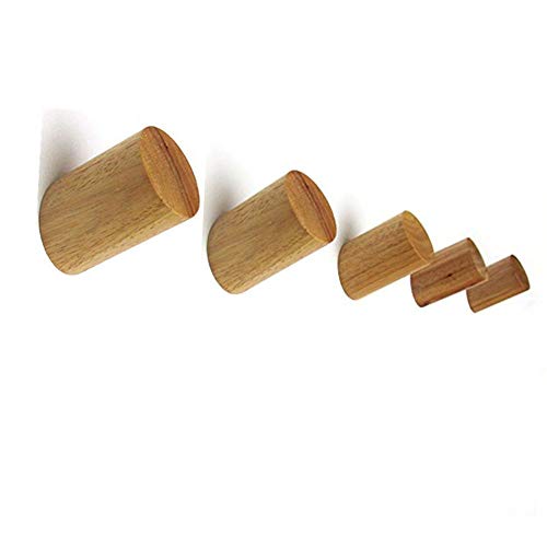 MUXItrade Holz Kleiderhaken 5 Stück, Natürliche Wand montiert Kleidung Schal Hut Tasche Lagerung Kleiderbügel Handtuchhalter Schlafzimmer Dekoration Pflöcke, Durchmesser 30mm von MUXItrade