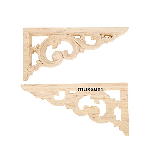 2Pcs Eiche Holz Geschnitzte Corner Flourish Applique Unlackiert Rahmen Decal Home Möbel Dekor 12*6cm von MUXSAM