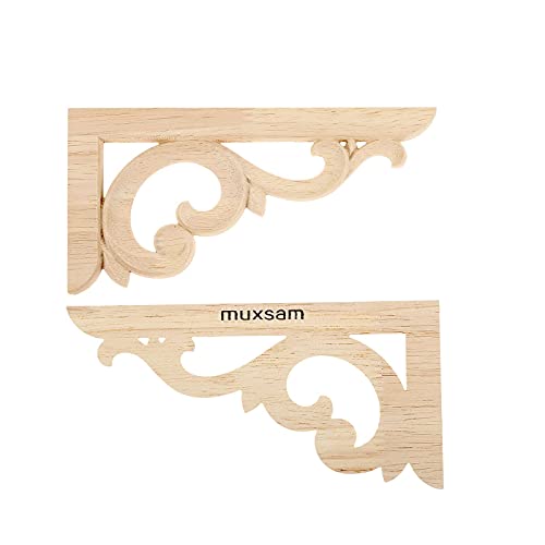 2Pcs Eiche Holz Geschnitzte Corner Flourish Applique Unlackiert Rahmen Decal Home Möbel Dekor 18*9cm von MUXSAM