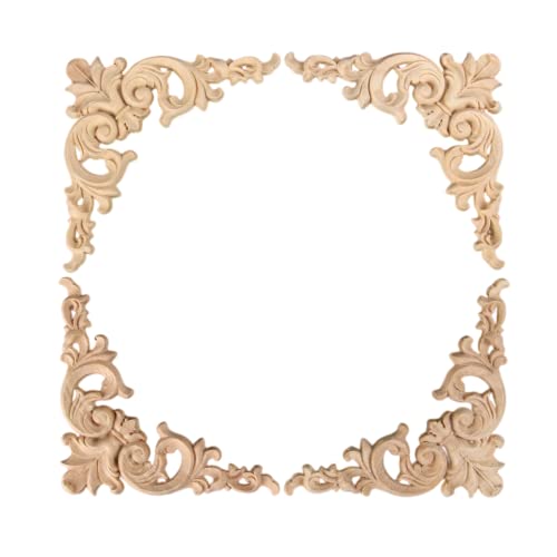 4pcs groß Europäischer Stil Eiche Holzskulptur Corner Flourish Decoration Gipüre für Möbel Holzschnitzerei Applique Ornament Holz Möbel Wanddeko. von MUXSAM