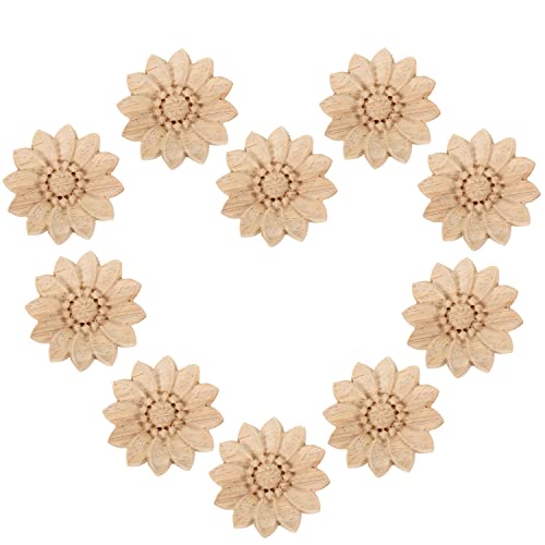 MUXSAM 10pcs Unlackierte Exquisite Holzschnitzereien Europäische Schnitzereien mit Blumemuster für Möbeltüren Schranktüren,6cm von MUXSAM