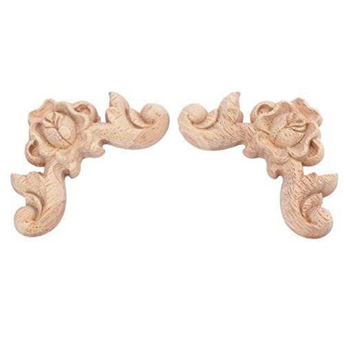 MUXSAM 2pcs 6 * 6cm Europäischer Stil Unlackiert Hölzerne Skulptur Rose Corner Flourish Dekoration für Möbel Tür von MUXSAM