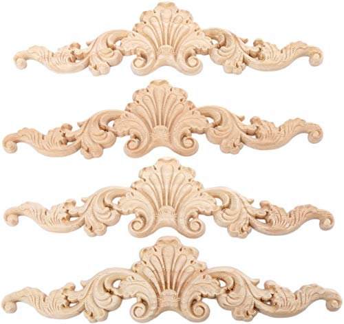 MUXSAM 4 Stück Holz Geschnitzte Ecke Onlay Applique, 20 * 5cm Holz geschnitzt Lang Corner Flourish Unpainted Frame Tür Dekoration Europäischer Stil Applique MUXSAM 4 Stück Holz Geschnitzte Ecke Onlay Applique, 20 * 5cm Holz geschnitzt Lang Corner Flourish Unpainted Frame Tür Dekoration Europäischer Stil Applique von MUXSAM
