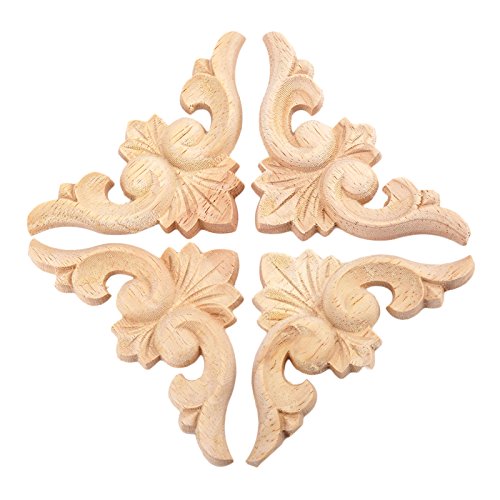 MUXSAM 4pcs 6 * 6cm Europäischer Stil Holzskulptur Corner Flourish Applique Möbel Unlackiert Tür Dekoration Möbel Hause Tür Decor DIY Handgemacht von MUXSAM