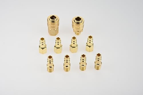 MUXSAM Druckluftkupplung Anschluss Verbindungsstücke 1/4 NPT 1/4 Zoll Luftanschluss Luftschlauch Kompressor Vergoldete Luftleitungsanschlüsse Luftkompressor-Fittings Schnellanschluss mit Gewinde von MUXSAM