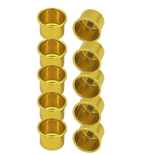 MUXSAM Kerzenhalter für Stabkerzen 10 Stück Metall Klein, Teelichter, Silber Kerzeneinsatz Tafelkerzen, für Baumkerzen,27 * 19mm Innendurchmesser 22,2mm，Hellgold von MUXSAM