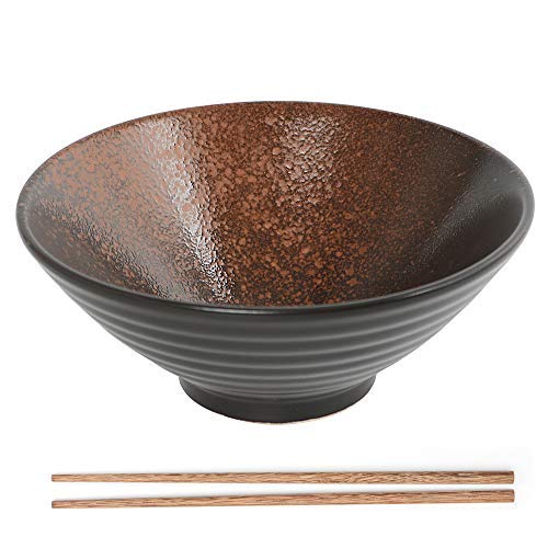 Japanischer Ramen Schüssel aus Keramik, Großer Suppenschüssel mit Essstäbchen, Vintige Ramen Schale Porzellan Nuddelschale 8 Zoll, Persönlichkeit Ramen Schalen für Müsli, Nudeln, Vorspeise (Braun) Japanischer Ramen Schüssel aus Keramik, Großer Suppenschüssel mit Essstäbchen, Vintige Ramen Schale Porzellan Nuddelschale 8 Zoll, Persönlichkeit Ramen Schalen für Müsli, Nudeln, Vorspeise (Braun) von MUXUE