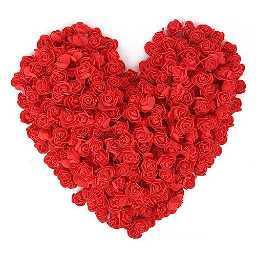 MUYAPAY 100 Stück PE-Schaumstoff Künstliche Blumen, Rosenköpfe Schaumrosen Künstliche Rosenblüten Foamrosen Hochzeit Blumensträuße Brautstrauß DIY Bär Puppe Hochzeit Haus Dekor Rot von MUYAPAY