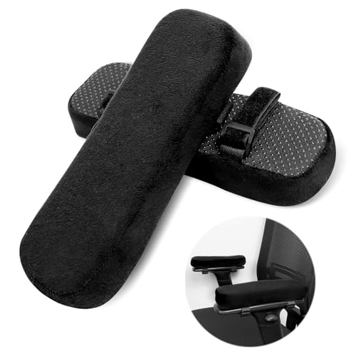 MUYAPAY 2 Stück Armlehnen Polster, Ergonomische Armlehnenschoner, Armlehne mit Memory-Schaum, Weich Armlehnen Pads, für Bürostühle, Gamingstühle, Rollstühle, Campingstühle（Schwarz） von MUYAPAY