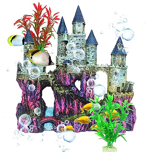 MUYG Aquarium-Schloss-Dekoration, Harz-Schloss für Aquarien mit zufälliger Farbe, Pflanzen, Dekorationen, Zubehör für Süß- und Salzwasseraquarien MUYG Aquarium-Schloss-Dekoration, Harz-Schloss für Aquarien mit zufälliger Farbe, Pflanzen, Dekorationen, Zubehör für Süß- und Salzwasseraquarien von MUYG