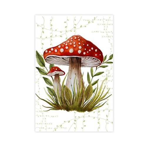 Kunstposter "Roter giftiger Pilz" (1) Leinwandposter, Wandkunst, Dekordruck, Bild Gemälde für Wohnzimmer, Schlafzimmer, Dekoration, 50 x 75 cm von MUYGGAFF