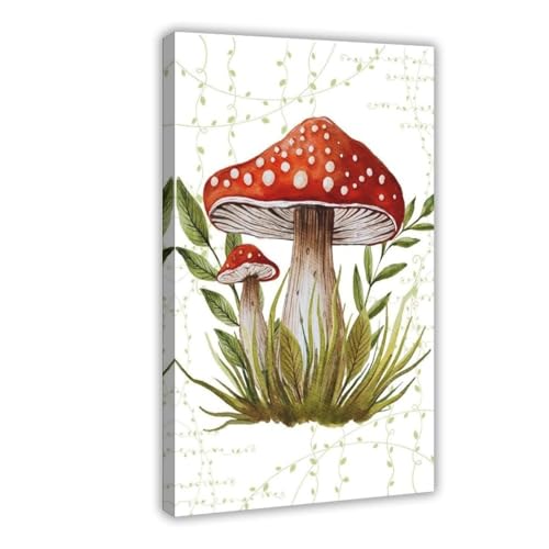 Kunstposter mit roten giftigen Pilzen, 1 Stück, Leinwand-Poster, Schlafzimmerdekoration, Landschaft, Büro, Raumdekoration, Geschenk, 20 x 30 cm von MUYGGAFF