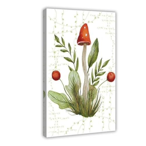 Kunstposter mit roten giftigen Pilzen (2), Leinwandposter, Wandkunst, Dekordruck, Bild Gemälde für Wohnzimmer, Schlafzimmer, Dekoration, 40 x 60 cm von MUYGGAFF