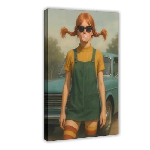 Leinwandposter im Retro-Stil, geflochtene Sonnenbrille und ein verspieltes Mädchen, das Blasen bläst, Wandkunst, Dekordruck, Bild Gemälde für Wohnzimmer, Schlafzimmer, Dekoration, 20 x 30 cm Leinwandposter im Retro-Stil, geflochtene Sonnenbrille und ein verspieltes Mädchen, das Blasen bläst, Wandkunst, Dekordruck, Bild Gemälde für Wohnzimmer, Schlafzimmer, Dekoration, 20 x 30 cm von MUYGGAFF
