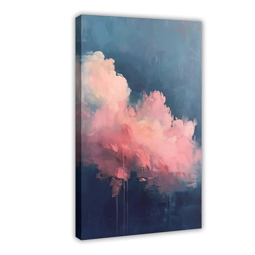 MUYGGAFF Abstrakte Malerei auf Leinwand, Motiv: rosa Wolke, Wandkunst, Dekordruck, Bild Gemälde für Wohnzimmer, Schlafzimmer, Dekoration, 40 x 60 cm von MUYGGAFF