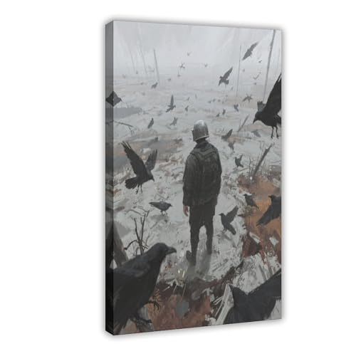 MUYGGAFF Apokalyptische schwarze Vogelherde und Krieger auf Leinwand, Wandkunst, Dekordruck, Gemälde für Wohnzimmer, Schlafzimmer, Dekoration, 30 x 45 cm MUYGGAFF Apokalyptische schwarze Vogelherde und Krieger auf Leinwand, Wandkunst, Dekordruck, Gemälde für Wohnzimmer, Schlafzimmer, Dekoration, 30 x 45 cm von MUYGGAFF