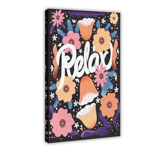 MUYGGAFF Leinwandposter, entspannend, inspirierend, Retro-Blumen, extrem positiv, Wandkunst, Dekordruck, Bild Gemälde für Wohnzimmer, Schlafzimmer, Dekoration, 20 x 30 cm von MUYGGAFF