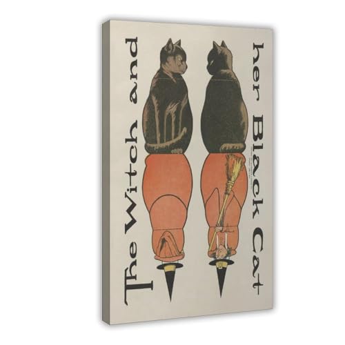 MUYGGAFF Leinwandposter im Retro-Stil, Gothic, Hexe, Katze, Schlafzimmer, Dekoration, Landschaft, Büro, Raumdekoration, Geschenk, 30 x 45 cm MUYGGAFF Leinwandposter im Retro-Stil, Gothic, Hexe, Katze, Schlafzimmer, Dekoration, Landschaft, Büro, Raumdekoration, Geschenk, 30 x 45 cm von MUYGGAFF