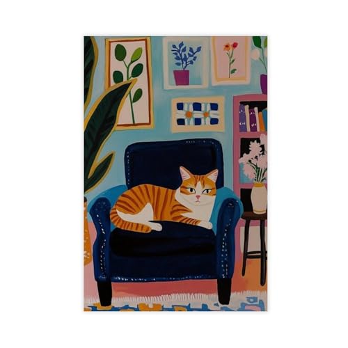 MUYGGAFF Leinwandposter mit orangefarbener und weißer getigerter Katze auf dem Sofa, Schlafzimmerdekoration, Landschaft, Büro, Raumdekoration, Geschenk, 30 x 45 cm MUYGGAFF Leinwandposter mit orangefarbener und weißer getigerter Katze auf dem Sofa, Schlafzimmerdekoration, Landschaft, Büro, Raumdekoration, Geschenk, 30 x 45 cm von MUYGGAFF