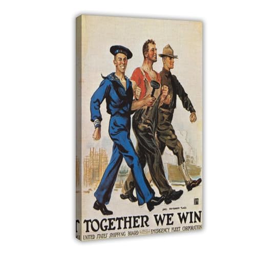 MUYGGAFF Poster auf Leinwand, Retro-Stil, Motiv: Männer gehen zusammen, Wandkunst, Dekordruck, Bild Gemälde für Wohnzimmer, Schlafzimmer, Dekoration, 60 x 90 cm von MUYGGAFF
