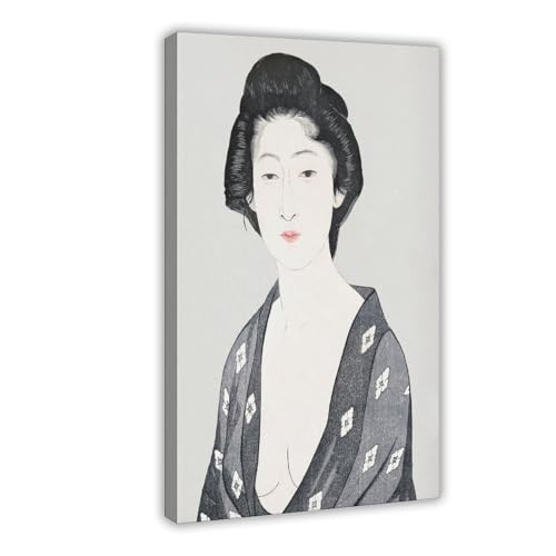 MUYGGAFF Retro-Poster mit japanischem Geisha-Badezimmer-Motiv, 2 Leinwand-Poster, Schlafzimmer, Dekoration, Landschaft, Büro, Raumdekoration, Geschenk, 50 x 75 cm von MUYGGAFF