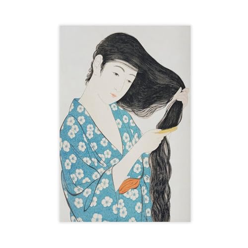MUYGGAFF Retro-Poster mit japanischem Geisha-Badezimmer-Poster, Leinwand-Poster, Wandkunst, Dekordruck, Bild Gemälde für Wohnzimmer, Schlafzimmer, Dekoration, 20 x 30 cm von MUYGGAFF