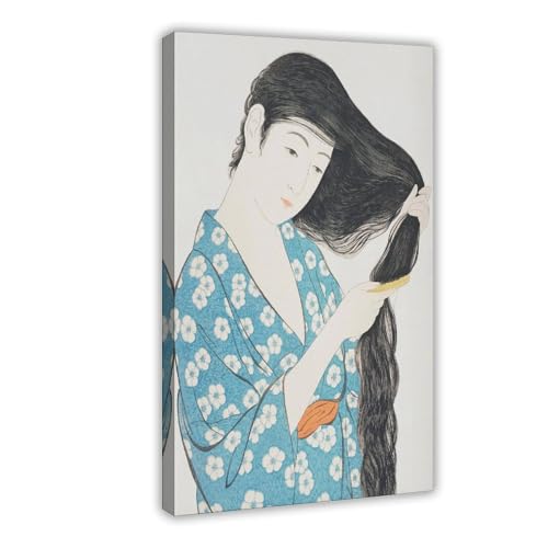 MUYGGAFF Retro-Poster mit japanischem Geisha-Badezimmer-Poster, Leinwand-Poster, Wandkunst, Dekordruck, Bild Gemälde für Wohnzimmer, Schlafzimmer, Dekoration, 50 x 75 cm von MUYGGAFF