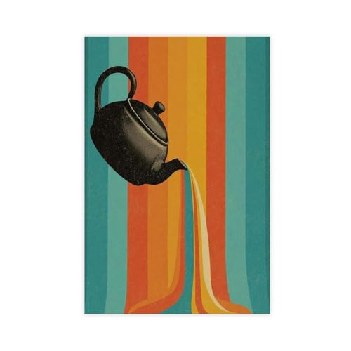 MUYGGAFF Witziger Teekannen-Vintage-Druck, Küchenposter, Leinwandposter, Wandkunst, Dekordruck, Bild, Gemälde für Wohnzimmer, Schlafzimmer, Dekoration, 50 x 75 cm MUYGGAFF Witziger Teekannen-Vintage-Druck, Küchenposter, Leinwandposter, Wandkunst, Dekordruck, Bild, Gemälde für Wohnzimmer, Schlafzimmer, Dekoration, 50 x 75 cm von MUYGGAFF