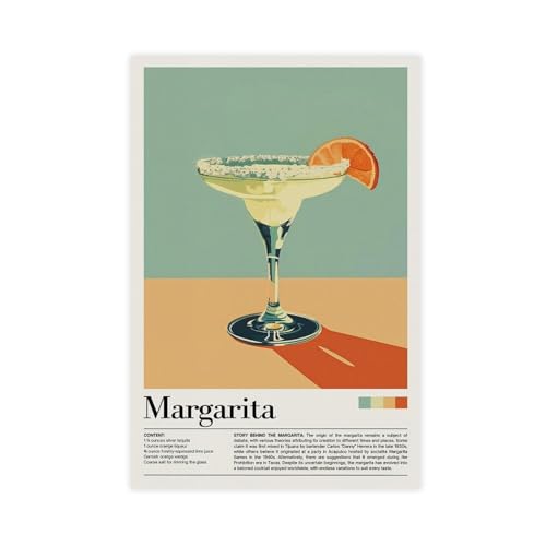 Retro-Cocktail-Poster auf Leinwand, Motiv: Margarita, Schlafzimmer, Dekoration, Landschaft, Büro, Raumdekoration, Geschenk, 40 x 60 cm Retro-Cocktail-Poster auf Leinwand, Motiv: Margarita, Schlafzimmer, Dekoration, Landschaft, Büro, Raumdekoration, Geschenk, 40 x 60 cm von MUYGGAFF