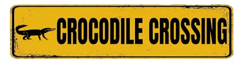 MUYIASER Metall-Blechschild "Crocodile Crossing", Vintage-Schilder, Retro-Blechschilder, Aluminiumschild für Schlafzimmer, Küche, Garten, Wand, Bab Club, Kaffee, Hängeschild, Heimdekoration, 10,2 x MUYIASER Metall-Blechschild "Crocodile Crossing", Vintage-Schilder, Retro-Blechschilder, Aluminiumschild für Schlafzimmer, Küche, Garten, Wand, Bab Club, Kaffee, Hängeschild, Heimdekoration, 10,2 x von MUYIASER