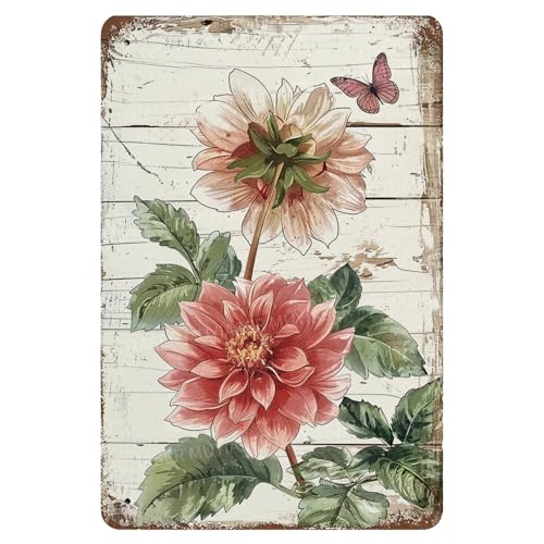MUYIASER Metallschilder Dahlie Blumen Vintage Schilder Retro Aluminium Blechschild für Toilette Waschraum Garten Haus Bar Cafe Dekor 20,3 x 30,5 cm MUYIASER Metallschilder Dahlie Blumen Vintage Schilder Retro Aluminium Blechschild für Toilette Waschraum Garten Haus Bar Cafe Dekor 20,3 x 30,5 cm von MUYIASER