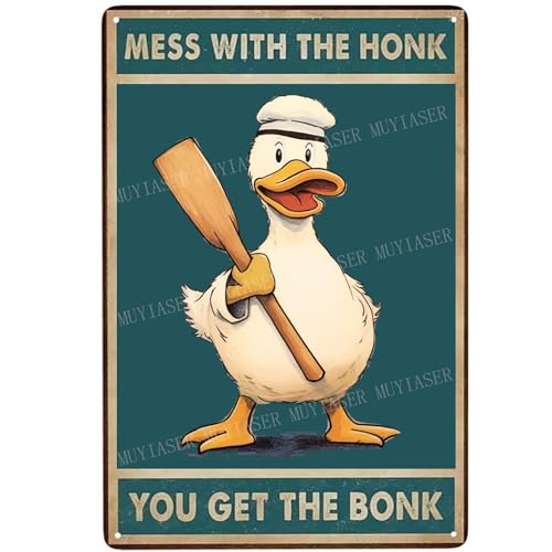 MUYIASER Metallschilder mit Aufschrift "Mess with the honk you get the bonk dunk", Vintage-Schild, Retro, Aluminium-Blechschild für Küche, Büro, Zuhause, Bar, Café, Dekoration, 20,3 x 30,5 cm MUYIASER Metallschilder mit Aufschrift "Mess with the honk you get the bonk dunk", Vintage-Schild, Retro, Aluminium-Blechschild für Küche, Büro, Zuhause, Bar, Café, Dekoration, 20,3 x 30,5 cm von MUYIASER