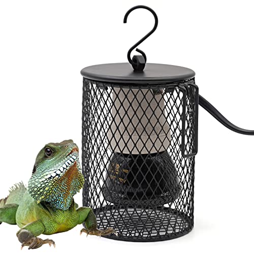 MUYIRTED Reptilien Wärmelampe Mit Schutzkorb Und Glühbirne Aus Keramik, Wärmelampe Terrarium 100w, Wärmelampe Für Hühner, Schlangen, Eidechsen, Vögel, Chamäleons, Papageien (Eu Plug) von MUYIRTED