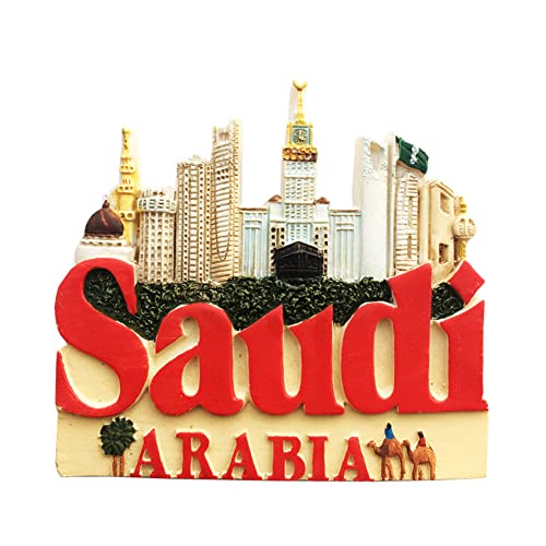 3D-Kühlschrankmagnet, Saudi-Arabien, Reise-Souvenir, Geschenk, magnetischer Aufkleber, handbemalt, Bastelkollektion von MUYU Craft