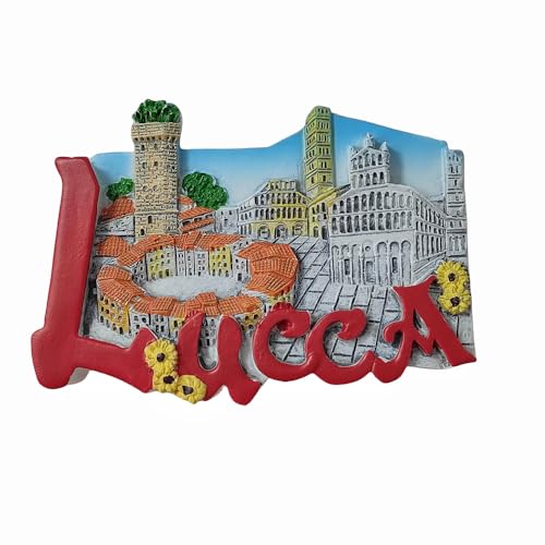 3D-Kühlschrankmagnet Lucca, Toskana, Italien, Reise-Souvenir, Kühlschrankdekoration, Kunstharz, handbemalt, Bastel-Kollektion von MUYU Craft