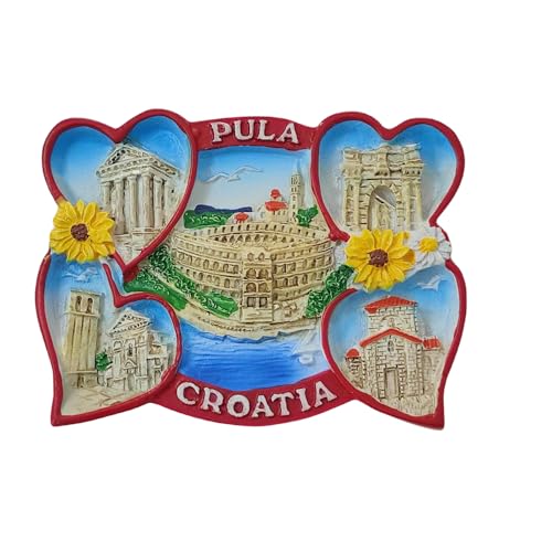 3D-Kühlschrankmagnet Pula, Kroatien, Reise-Souvenir, Kühlschrankdekoration, Kunstharz, handbemalt, Bastel-Kollektion von MUYU Craft