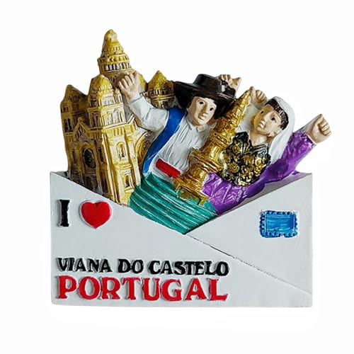 3D Viana do Castelo Portugal Kühlschrankmagnet, Touristen-Souvenir, Kühlschrankdekoration, Kunstharz, handbemalt, Bastel-Kollektion von MUYU Craft