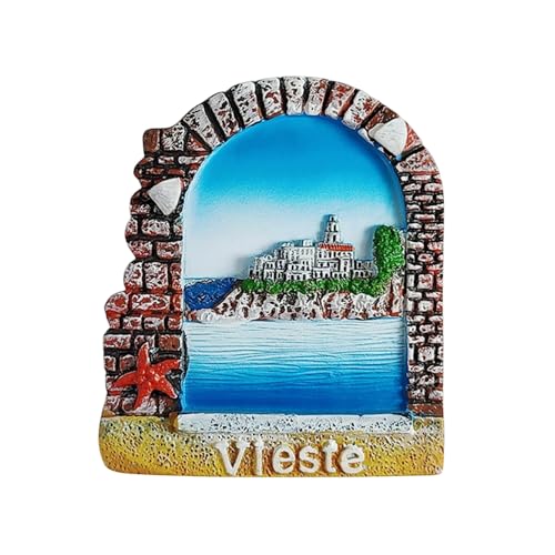 MUYU Craft 3D Vieste Puglia Italy Kühlschrankmagnet, Touristen-Souvenir, Kühlschrankdekoration, Kunstharz, handbemalt, Bastel-Kollektion, WTSTSGHXHAJ0ZT0T von MUYU Craft