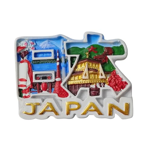 Japanischer 3D-Kühlschrankmagnet, Reise-Souvenir, Kühlschrankdekoration, Kunstharz, handbemalt, Bastel-Kollektion von MUYU Craft