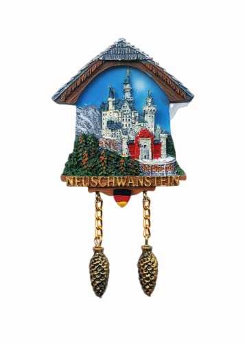 Kuckucksuhr Neuschwanstein Bayern Deutschland Kühlschrankmagnet Souvenir Kühlschrank Dekoration Magnetaufkleber Handbemalt Basteln von MUYU Craft