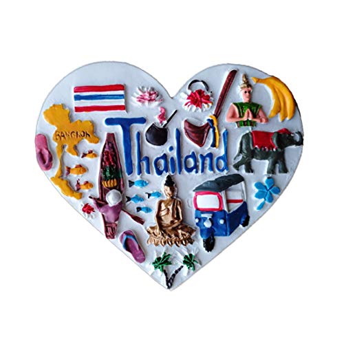 3D-Kühlschrankmagnet in Herzform aus Thailand, Reise-Souvenir, Geschenk, Heim- und Küchen-Dekoration, magnetischer Aufkleber, Thailand, Kühlschrankmagnet-Kollektion von MUYU Magnet