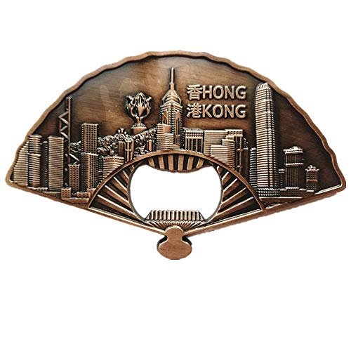 3D Hongkong fächerförmiger Kühlschrankmagnet Flaschenöffner, Home & Kitchen Dekoration Magnetaufkleber Hongkong China Kühlschrank Magnet Flaschenöffner Reise Souvenir Geschenk von MUYU Magnet